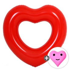 써니워터 중형 하트튜브(레드)85cm+비치볼(핑크) 풀장튜브 물놀이튜브 고무보트 라운지튜브, 중형하트(레드)+비치볼(핑크), 1개