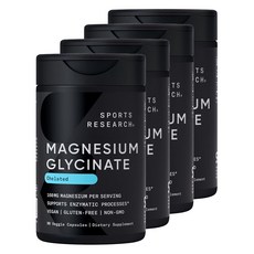 스포츠리서치 마그네슘 글리시네이트 킬레이트 160mg 베지 캡슐, 90정, 4개