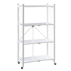 로얄다이아 원터치 폴딩선반 접이식 이동식 수납선반, 4단 원터치 폴딩선반 화이트, 4단