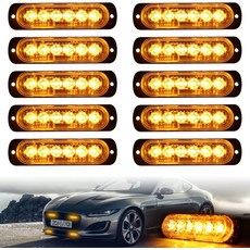 [ 1186838 ] XTAUTO 10개 LED 비상 스트로브 조명 6-LED 울트라 슬림 표면 마운트 플래시 경고 신호 위험 구조 주의 그릴 라이트 바 트럭 자동차 오프로드, 앰버, 1개