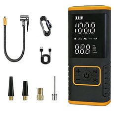 HELLOLEIBOO 듀얼 디스플레이 디지털 타이어 에어펌프 6000mAh, 블랙, 1개 블랙, 1개