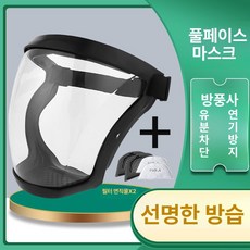 캡마스크 전면 투명 보호 안면가리개 김서림방지 작업용 방진 페이스쉴드, 업그레이드 필터패드5개포함 블랙 1쌍, 1개, 1개입