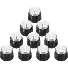 메카닉시티 10개 세트 기타 앰프 푸시 온 피트 노브 6mm/0.24인치 직경 포텐셔미터용 볼륨 및 톤 컨트롤용 브라운-골드 색상 기타 베이스 부품 크롬, Black-Silver