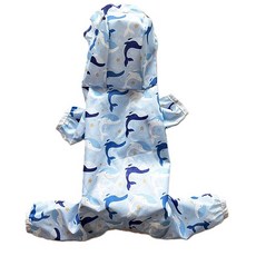 봄 여름 가을 강아지 옷 비오는 날 산책용 사랑스럽고 편한 초경량 여름 강아지 레인코트 후드 우비 방수 애견의류, 귀여운 파랑 돌고래 포인트, 1개