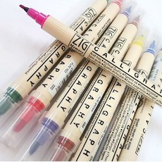 캘리그라피 컬러링작업 손글씨 수성잉크 트윈팁 마카 지그펜 ord+874Jv, 010 퓨어블랙