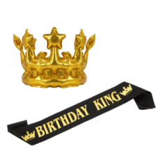 베르트폴 생일파티 왕관 어깨띠 세트, 1세트, 블랙