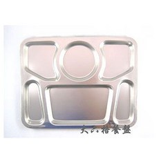 餐具達人【不銹鋼六格餐盤】兒童分隔餐盤，食品級不銹鋼材質，六格設計，寶寶自主進食好幫手, 尺寸,中六格餐盤, 1個