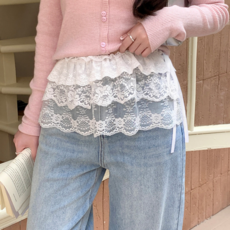 숭람 레이어드 시스루 망사 플라워 힙커버 스커트