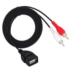 휴대폰 노트북 태블릿 홈 시어터 앰프 스피커 케이블과 호환되는 USB2.0 여성용 2RCA 남성용 케이블 USB 2RCA 비디오 케이블, 1개, 8NB1001390_YJY, 0.3m