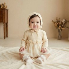 로이앤한나 예쁜 봄신상 코사쥬 여아 아기 드레스 원피스 슈트 보넷 세트 아기하객룩 돌 백일