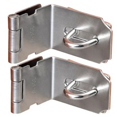 바이트 스테인리스 90도 ㄱ자 경첩 잠금장치 보안 자물쇠 걸쇠, 2개입, 실버