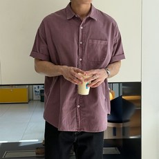 [빅사이즈 XL-4XL] 7color 피그먼트 워싱 오버핏 반팔 셔츠 남자 여름 반소매