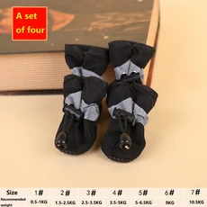 4PCS 작은 개 신발 하이킹 부츠 방수 중간 슬리퍼 강아지 XGX01, 04 6-(9KG), 04 Black