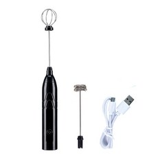 手持電動攪拌器 USB充電 電動打蛋器 快速打蛋機 攪拌機 攪拌器 手持攪拌棒 手持奶泡器, 黑色, 黑色