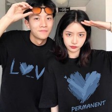 1+1 커플 반팔 티셔츠 캐주얼 남성 여성 마이야르 얇은 반팔 커플티 루즈핏 데일리 남녀공용 커플룩 반팔티 투피스 WMY