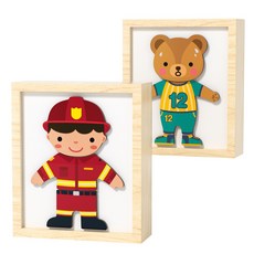 고려베이비 곰돌이 옷입히기 직업놀이 자석놀이 원목퍼즐 자석교구, 36피스, 1세트