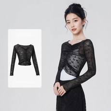 발레 볼레로 커버업 레이스 플라워 브이넥 긴소매