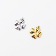 [A0259] 써지컬 하트 품은 네잎클로버 펜던트 클로버 악세사리 재료, 골드, 1개