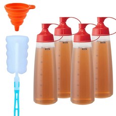 SUJUDE 소스 팬케이크 반죽 플라스틱용 조미료 스퀴즈 병 - 넓은 입구 주방 케첩 머스타드 스쿼트 병 빈 디스펜서 아이싱 오일 샐러드 음식 액체 그리들 바베큐용 (4개, SUJUDE 소스 팬케이크 반죽 플라스틱용 조미료 스퀴