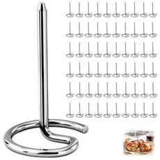 재사용 가능한 스테인리스 스틸 미니 꼬치 60개 원형 BBQ 꼬치 4.9cm(1.75인치) 에어 프라이어 꼬치 파티 플래터에 스테이크 바이트 베이컨 및 과일을 굽는 금속, 재사용 가능한 스테인리스 스틸 미니 꼬치 60개, 원형