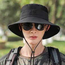 보슈 남성 봄 여름 등산 메쉬 사파리 모자 DN4-3, 블랙