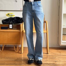 로로텐 세미 와이드 일자핏 청바지 워싱 데님 히든밴딩 여성 빅사이즈