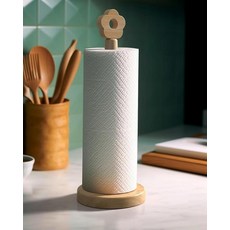 CHAUNCEY HOME 귀여운 나무 페이퍼 타월 홀더 스탠드 - 주방 종이 행거 랙 욕실 타월 롤 스탠드 오거나이저 간단하게 서 있는 조리대 종이 롤 홀더 팬더, Flower