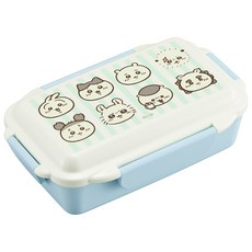 치이카와 전자레인지 가능 칸막이 포함 런치박스 PCD-500, 화이트 + 블루, 1개