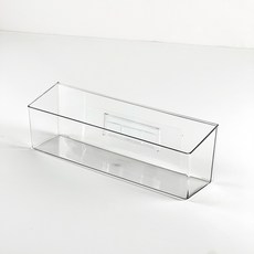 이지유 무타공 벽부착 약정리함 1칸 롱 와이드 투명 접착식 다용도 수납 보관함 화장대 냉장고, 투명색, 1개