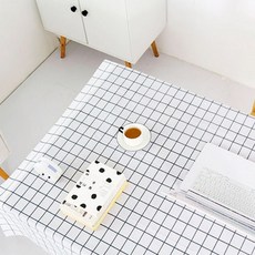 방수식탁보 4인용식탁보 테이블보 화이트 체크 bok+7293Fl