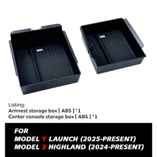 테슬라 신형 모델 Y 2026 출시용 주니퍼 ABS 실리콘 논슬립 매트 콘솔 암레스트 수납함 상하부 워터컵, 07 3in1, 3in1