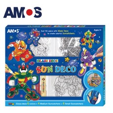 AMOS 玻璃彩繪DIY組 兒童創意美術手作 壓克力模型版, Multi-color, 1盒