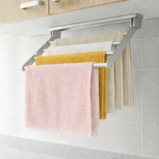 무타공 싱크대 행주걸이 접이식 4단 행주건조대 주방 수건걸이 국내생산, 타공, 실버, 1개