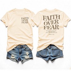 두려움보다 기독교 신앙 티셔츠 종교 예수 티셔츠 (미국 알파 XX-라지 일반 일반 검정), 화이트