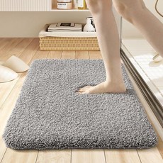 賽勒吸水加厚毛絨地墊 柔軟長絨毛2cm 摩卡棕 40x60cm, 柔軟短絨毛1.2cm-柔霧灰,40x60cm 柔軟親膚, 1個