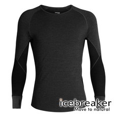 icebreaker ZONE 男 網眼保暖圓領長袖 上衣 BF260 黑/灰