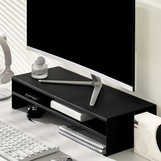 SIGATO 설치 면제 메탈 모니터 받침대 컴퓨터 선반 2단, 블랙