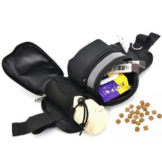 강아지 훈련용 허리 가방 산책 트릿백 애견 런닝 힙색 반려동물 간식 벨트형 똥츄 트레이닝, 블랙