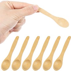 마보르 6개 작은 나무 숟가락 3.54인치 미니 수제 자연 병 크리머 꿀 향신료 주방 용품