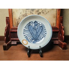 青花線描鳳紋盤 直徑11釐米 高3釐米 升腰造型, 如圖所示