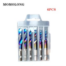 M3 M10 탭 드릴 비트 생크 기계 나사 HSS 도구 티타늄 코팅 드릴링, 6PCS Blue