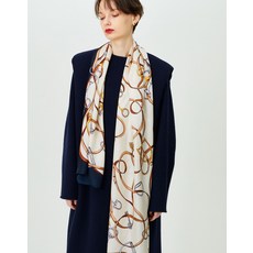 [백화점 정품] 닥스 ACC [쇼핑백동봉] 네이비 체인패턴 롱 실크스카프 DCSC5E011