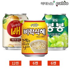 갈아만든배 포도 봉봉 비락식혜 3종 24캔 세트, 24개, 238ml