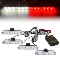 호환 차량 그릴 스트로브 라이트 바 LED 미니 그릴 노란색 플래시 라이트 주간 주행등 비상 경고 신호 램, 07 Red White