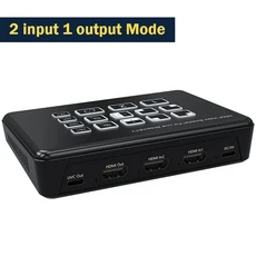 듀얼 HDMI 라이브 스트리밍 비디오 스위치 2채널 방송 카메라 믹서 USB C 녹화 마이크 라인 믹싱, 01 2 input 1 output, 04 with AU Plug