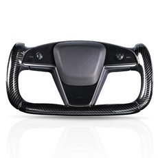 테슬라 요크 스티어링 휠 커버 맞춤형 테슬라 모델 S 2021-2023 / 모델 X 2021-2023 액세서리용 미끄럼 방지 편안한 그립 통기성 브라이트 블랙, 밝은 블랙