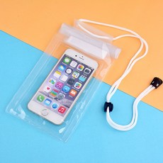 목걸이형 스마트폰 방수팩 3중 잠금 터치 투명 2개, 화이트클리어