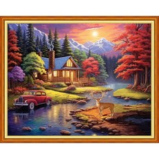 초보자를 위한 레드싱 스탬핑 크로스 키트 자수 다양한 패턴 스타터 DIY 프린트 바늘 포인트 11CT - 피콕 플라워 16x20 인치, Arts patterns32, 1개