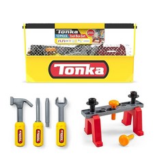 Tonka Tough Builders Tough Toolbox 세트 도구 놀이 세트 - 튼튼한 플라스틱으로 제작 남아 및 여아용 만 3세 이상 유아 역할 놀이 세트, Tonka Tough Builders, Tough To