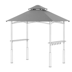 FUNG YARD 2.4 x 1.5m(8 5피트) 방수 그릴 정자 캐노피 교체 - 최고의 자외선 차단 이중 계층 야외 BBQ 탑 커버 퍼걸러 또는 지붕용 (블랙) 11st_am, 회색